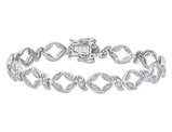 1/2 Carat (ctw I1-I2, H-I) Diamond & 3/8 Carat (ctw) White Sapphire Link Bracelet in 10K White Gold (7 Inches)